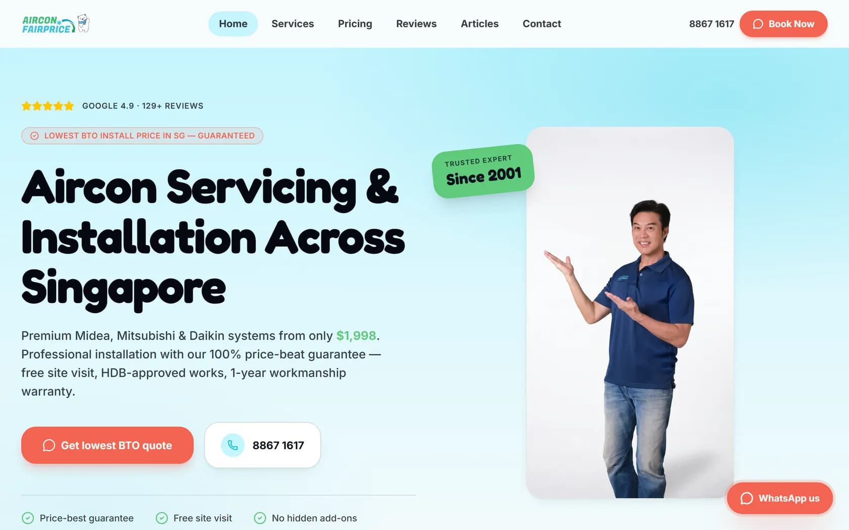 Homepage of Aircon Fairprice's official website, captured 21 September 2026.