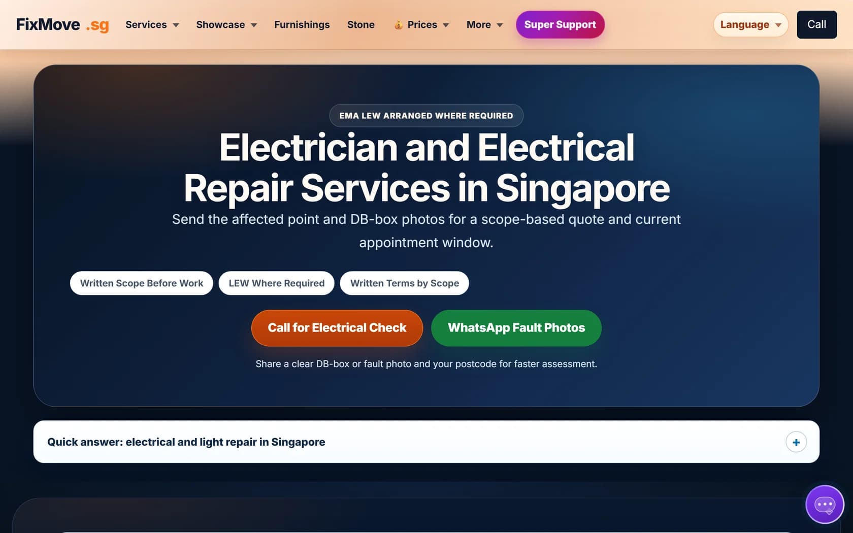 Homepage of FixMove’s official website, captured 21 September 2026.