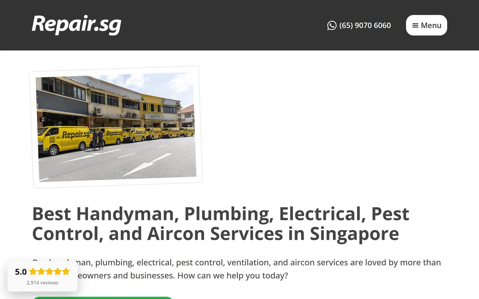 Homepage of Repair.sg’s official website, captured 21 September 2026.