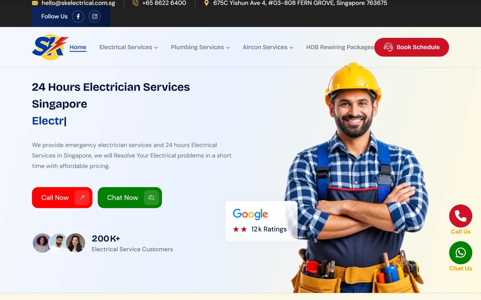 Homepage of SK Electrical’s official website, captured 21 September 2026.