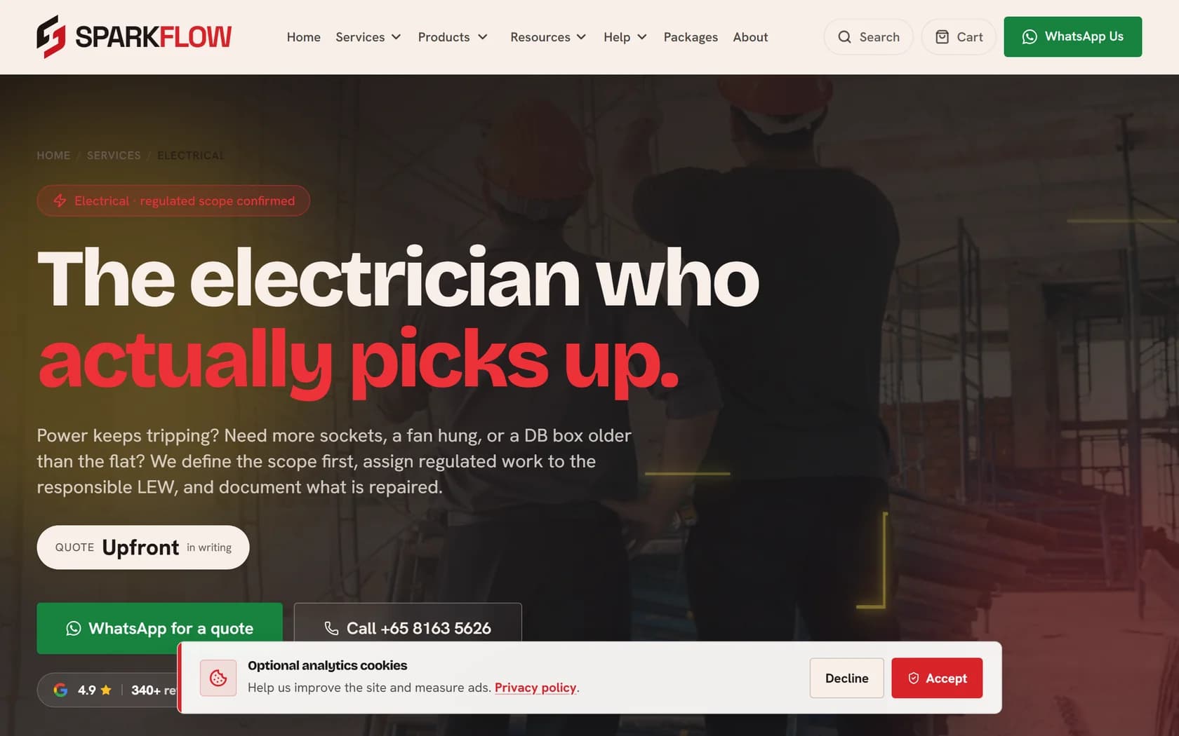 Homepage of SparkFlow’s official website, captured 21 September 2026.