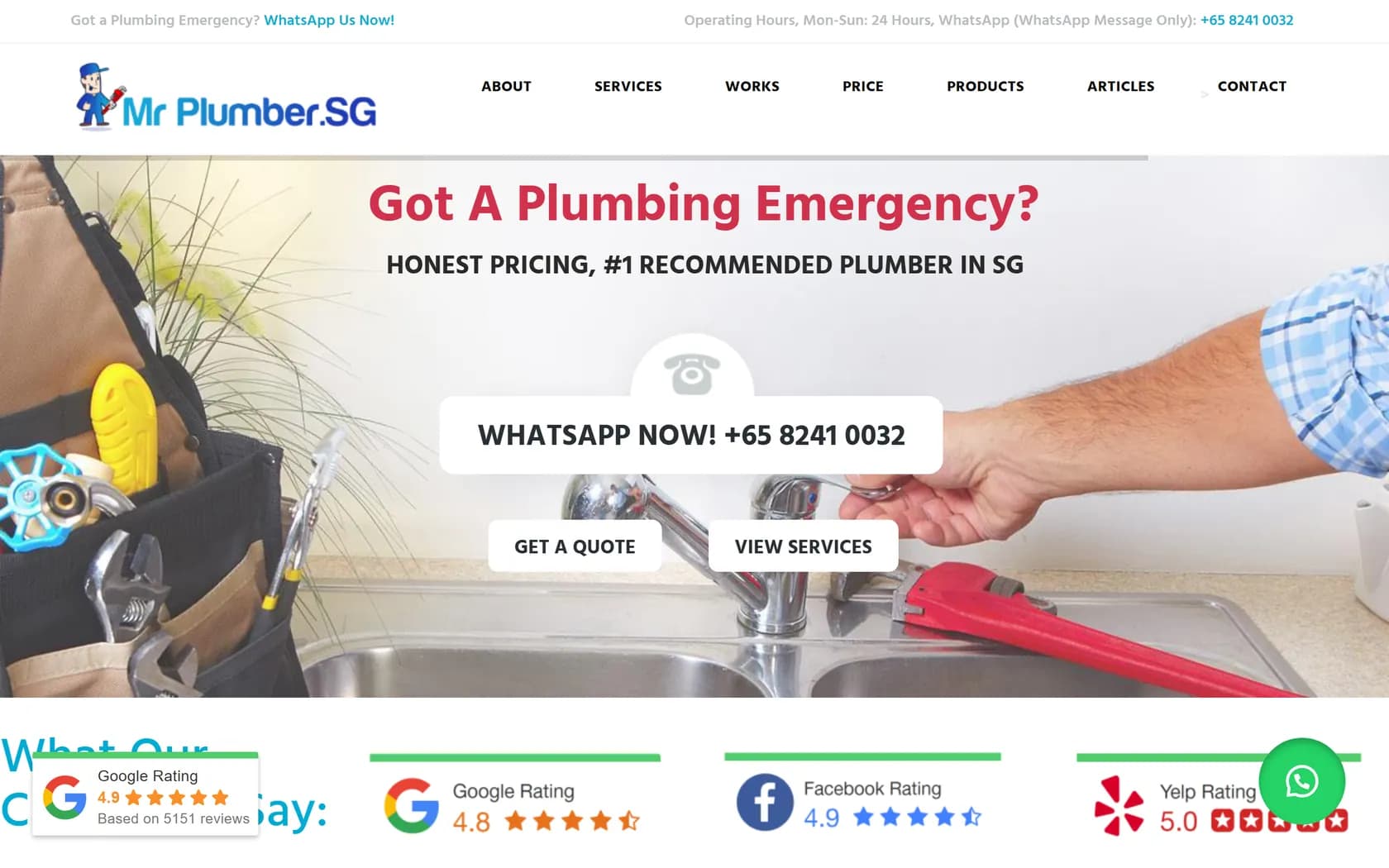 Homepage of Mr Plumber’s official website, captured 21 September 2026.