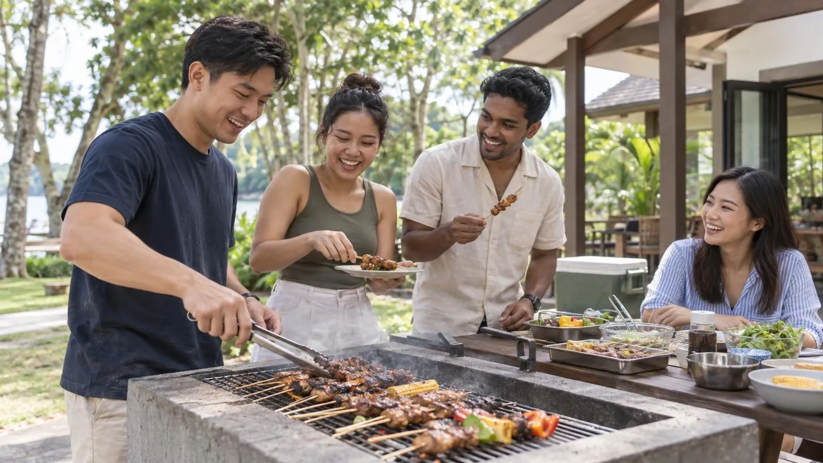 BBQ Pits and Chalets: a customer and a provider in a bright, modern setting