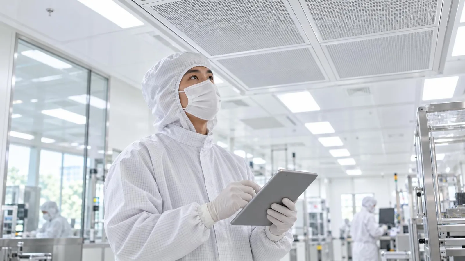 Cleanroom Construction and Supplies Companies: a customer and a provider in a bright, modern setting