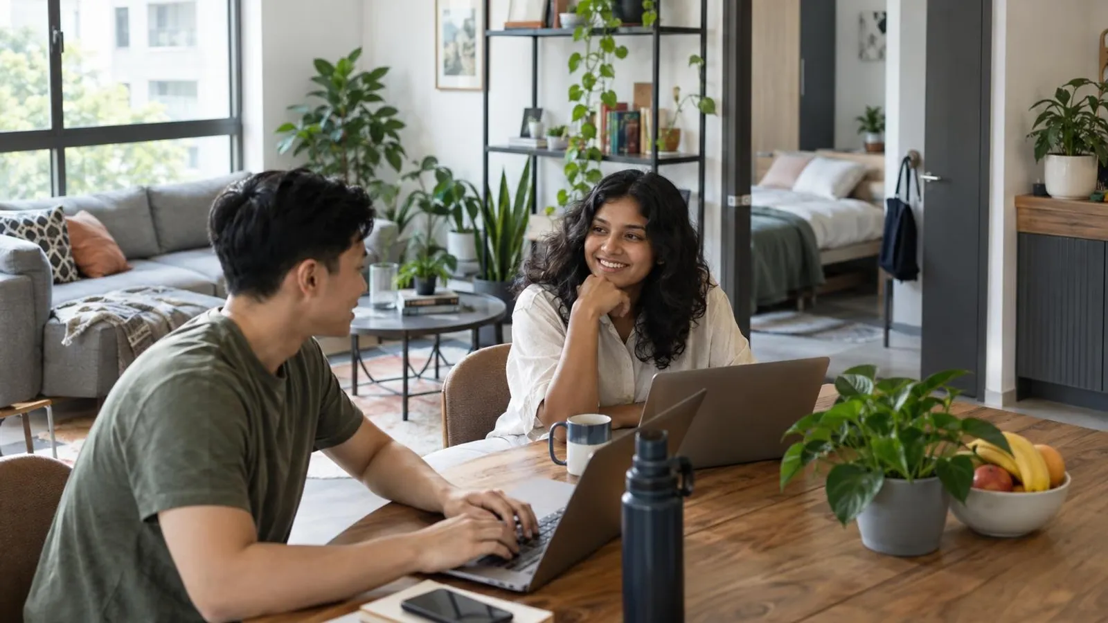 Co-Living Spaces: a customer and a provider in a bright, modern setting