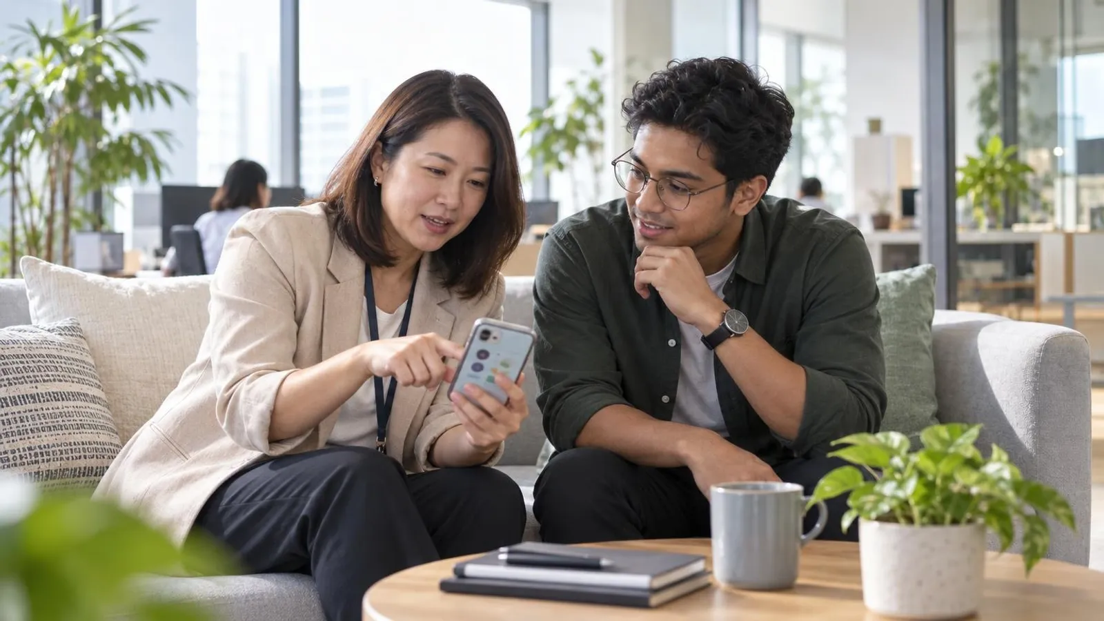 Employee Benefits Platforms: a customer and a provider in a bright, modern setting