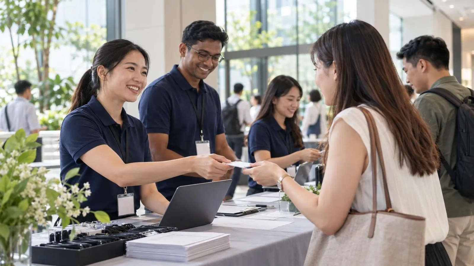 Event Staffing and Promoter Agencies: a customer and a provider in a bright, modern setting