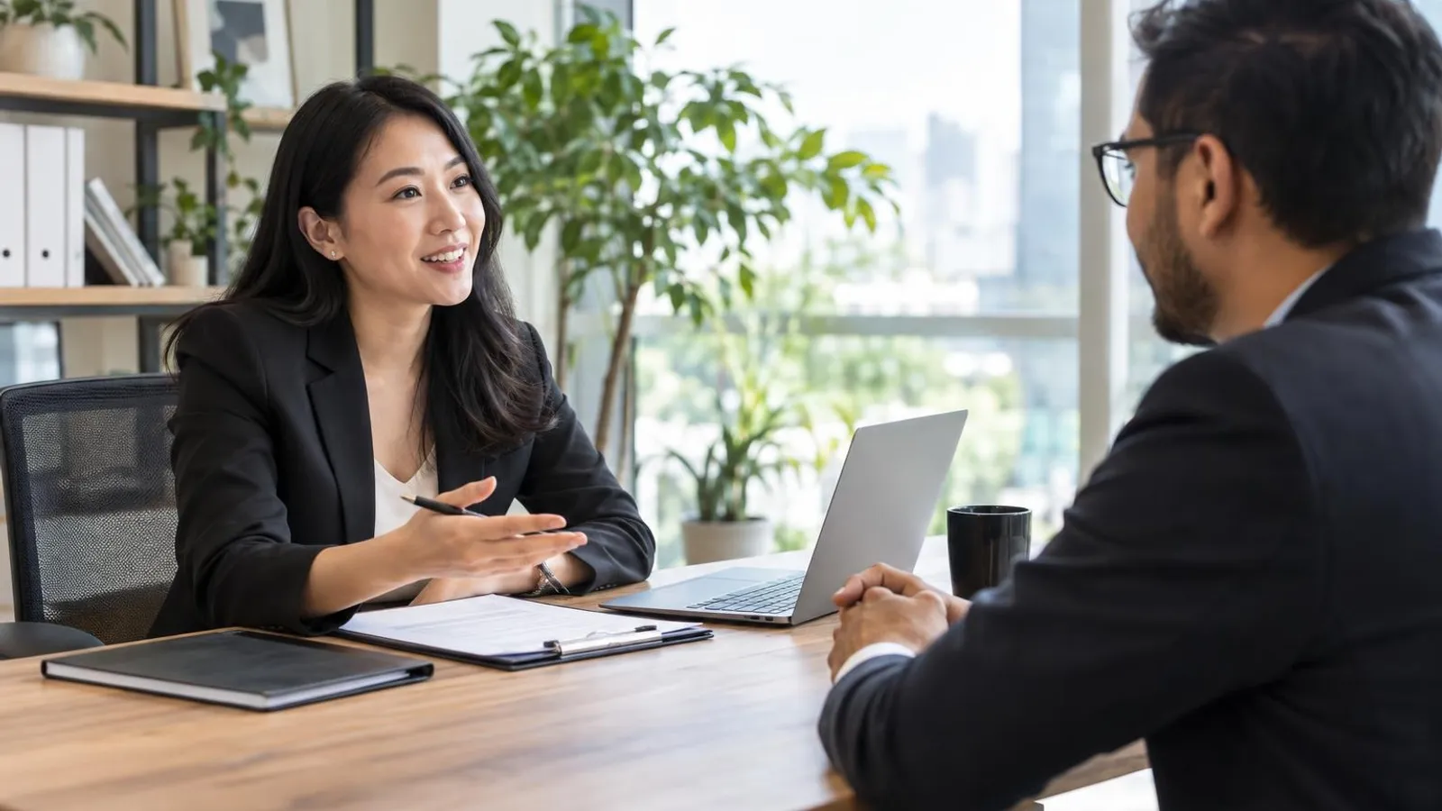 Executive Search Firms: a customer and a provider in a bright, modern setting