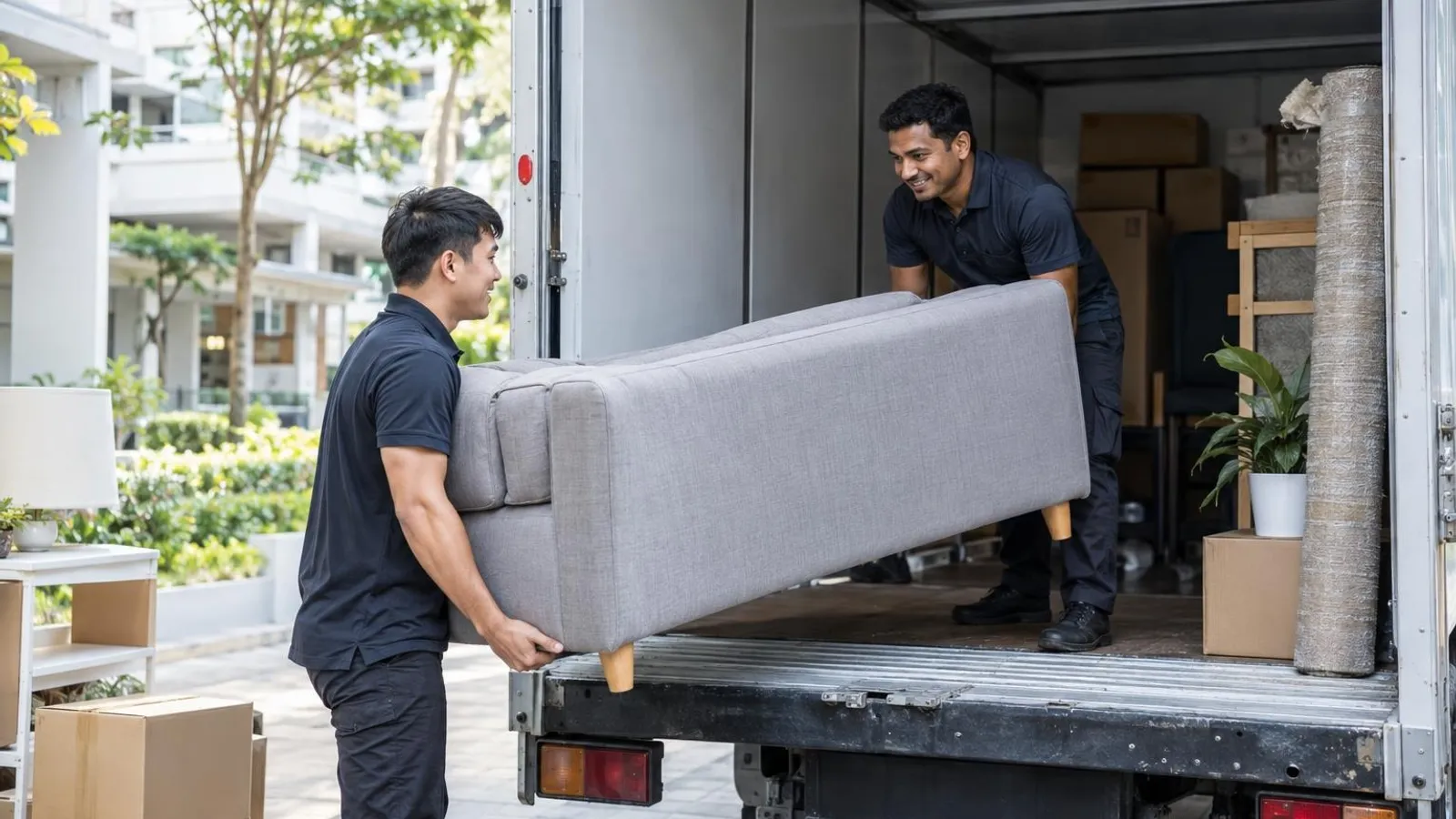 Lorry and Van Rental Services: a customer and a provider in a bright, modern setting