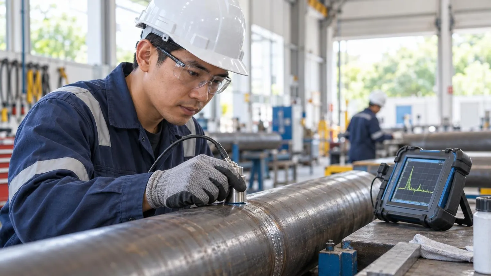 Non-Destructive Testing (NDT) Services: a customer and a provider in a bright, modern setting