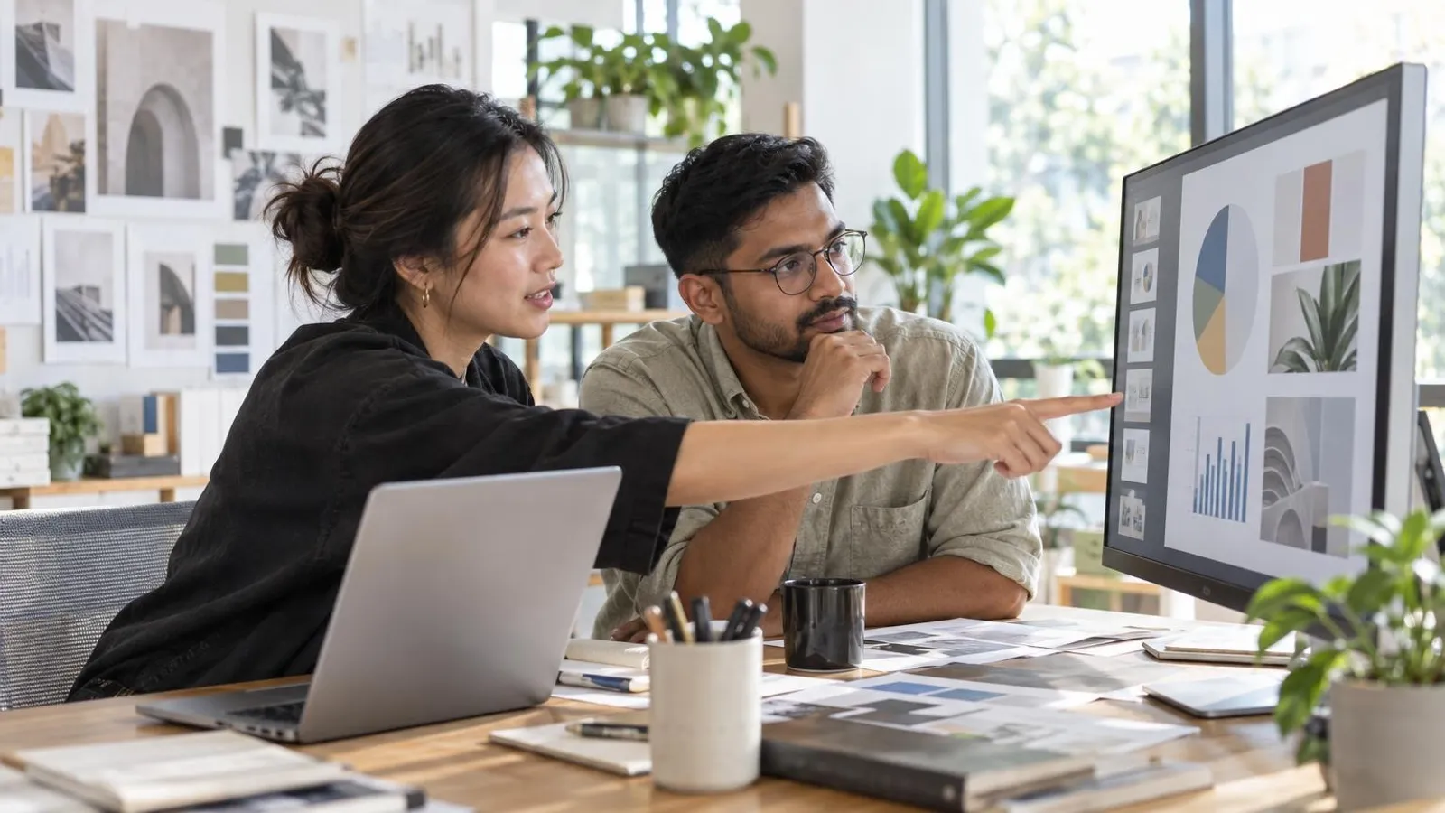 Presentation Design Services: a customer and a provider in a bright, modern setting
