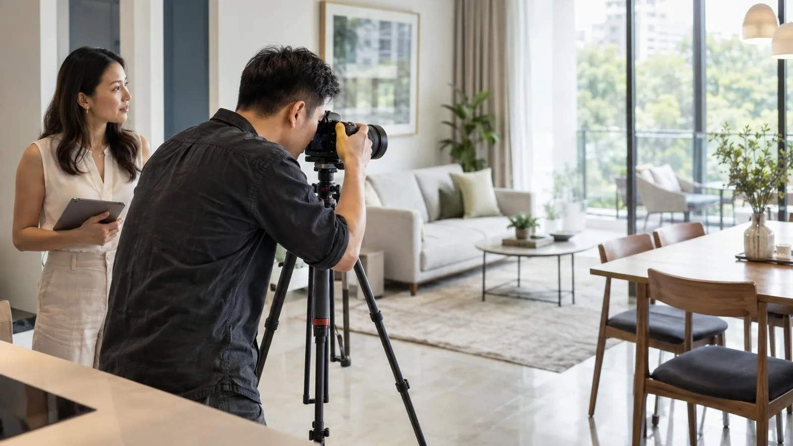 Real Estate and Property Photographers: a customer and a provider in a bright, modern setting